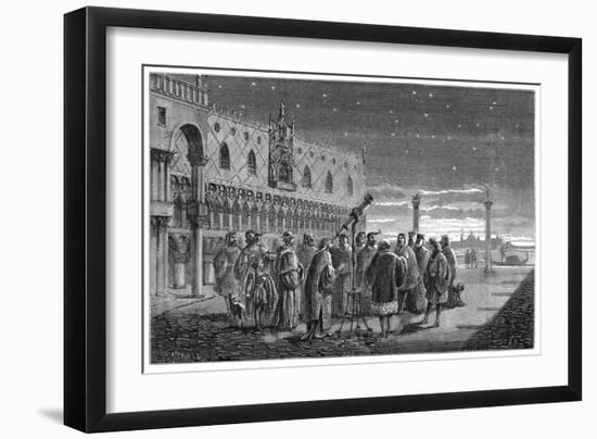 Galileo Demonstrating His Telescope, Venice, 1609-null-Framed Giclee Print