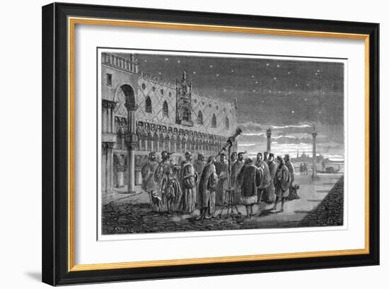 Galileo Demonstrating His Telescope, Venice, 1609-null-Framed Giclee Print