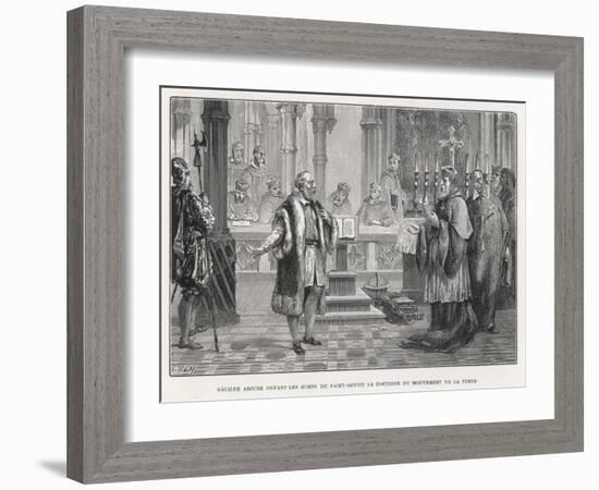 Galileo Denies the Movement of the Earth to the Judges of the Holy Office-Louis Figuier-Framed Art Print