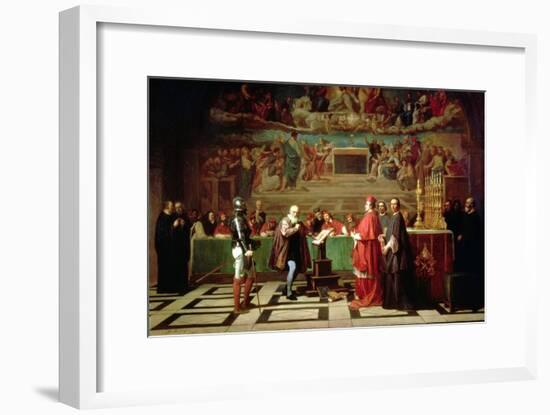 Galileo Galilei Before Members of the Holy Office in the Vatican in 1633, 1847-Joseph-Nicolas Robert-Fleury-Framed Giclee Print