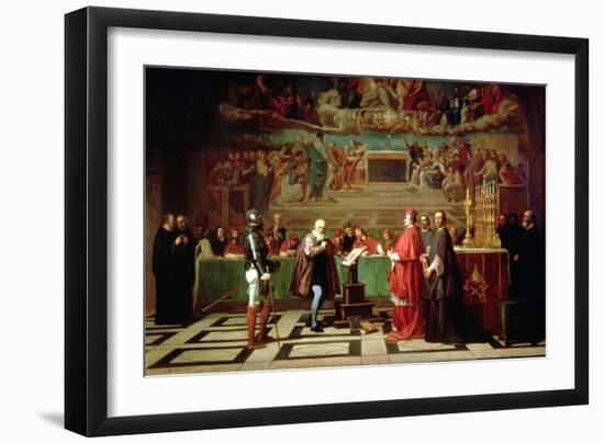 Galileo Galilei Before Members of the Holy Office in the Vatican in 1633, 1847-Joseph-Nicolas Robert-Fleury-Framed Giclee Print