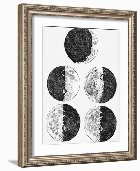 Galileo's Drawings of the Phases of the Moon-Stocktrek Images-Framed Photographic Print