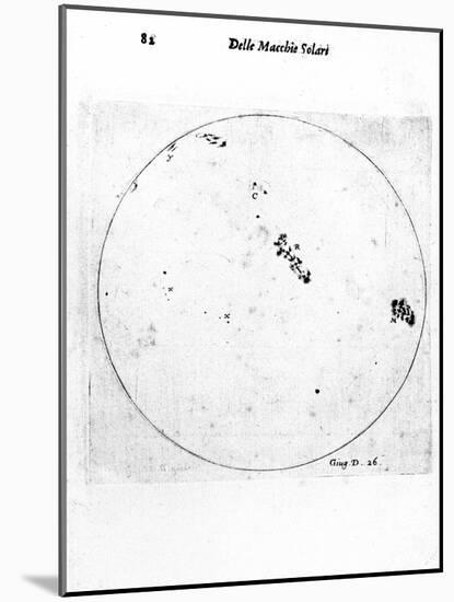 Galileo's Observation of Sunspots, 1613-Galileo Galilei-Mounted Giclee Print