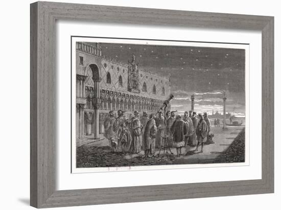 Galileo Shows the Satellites of Jupiter to Venetian Senators-Louis Figuier-Framed Art Print