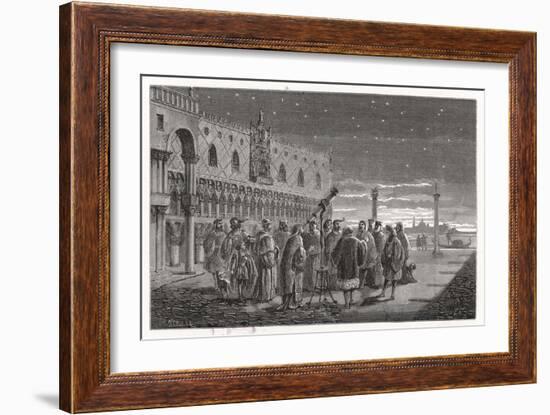 Galileo Shows the Satellites of Jupiter to Venetian Senators-Louis Figuier-Framed Art Print