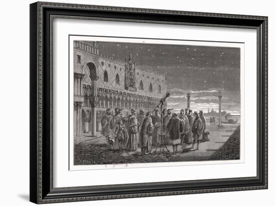 Galileo Shows the Satellites of Jupiter to Venetian Senators-Louis Figuier-Framed Art Print