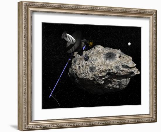 Galileo Spacecraft Discovering Asteroid 243 Ida and its Moon, Dactyl-null-Framed Art Print