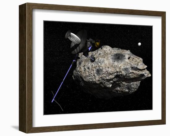 Galileo Spacecraft Discovering Asteroid 243 Ida and its Moon, Dactyl-null-Framed Art Print