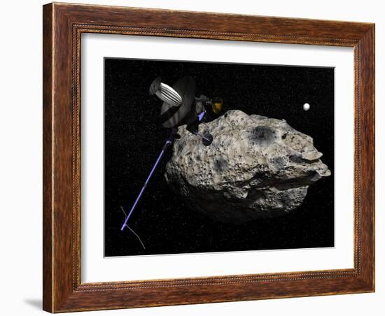 Galileo Spacecraft Discovering Asteroid 243 Ida and its Moon, Dactyl-null-Framed Art Print