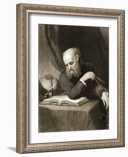 Galileo with Compass and Diagrams, C.1880-null-Framed Giclee Print