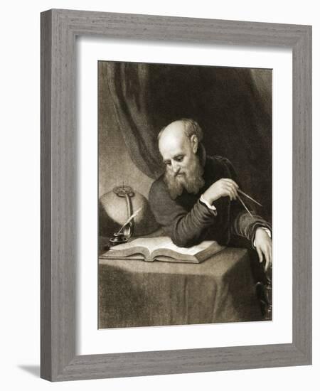 Galileo with Compass and Diagrams, C.1880-null-Framed Giclee Print