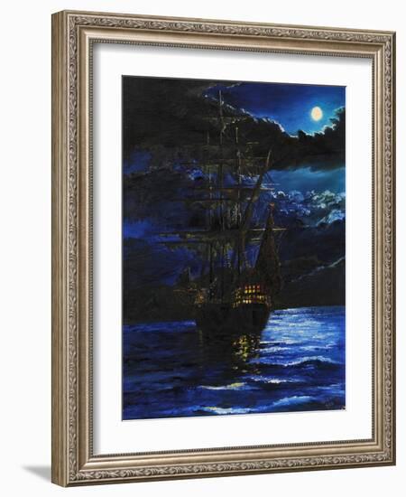 Galleon at Anchor, 1995, (Oil on Canvas Board)-Vincent Alexander Booth-Framed Giclee Print