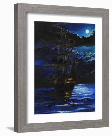 Galleon at Anchor, 1995, (Oil on Canvas Board)-Vincent Alexander Booth-Framed Giclee Print