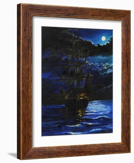 Galleon at Anchor, 1995, (Oil on Canvas Board)-Vincent Alexander Booth-Framed Giclee Print