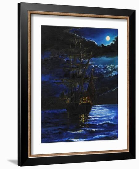 Galleon at Anchor, 1995, (Oil on Canvas Board)-Vincent Alexander Booth-Framed Giclee Print