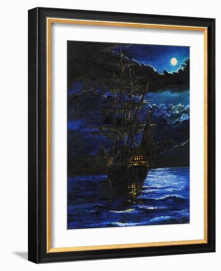 Galleon at Anchor, 1995, (Oil on Canvas Board)-Vincent Alexander Booth-Framed Giclee Print