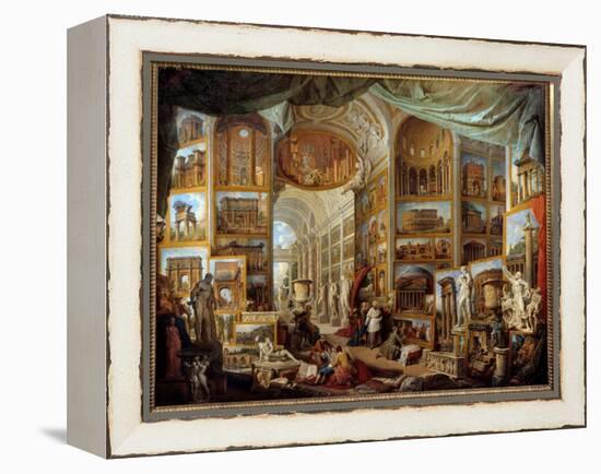 Gallery of a Collector. Gallery of Views of Ancient Rome. Painting by Giovanni Paolo Pannini (Panin-Giovanni Paolo Pannini or Panini-Framed Premier Image Canvas