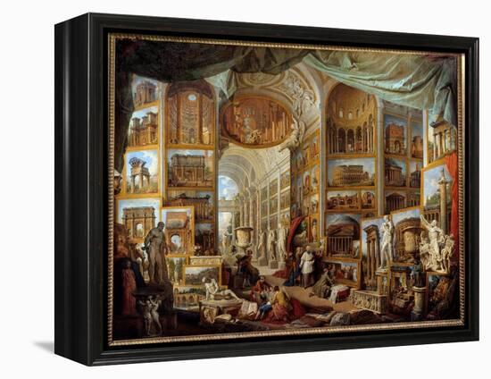 Gallery of a Collector. Gallery of Views of Ancient Rome. Painting by Giovanni Paolo Pannini (Panin-Giovanni Paolo Pannini or Panini-Framed Premier Image Canvas