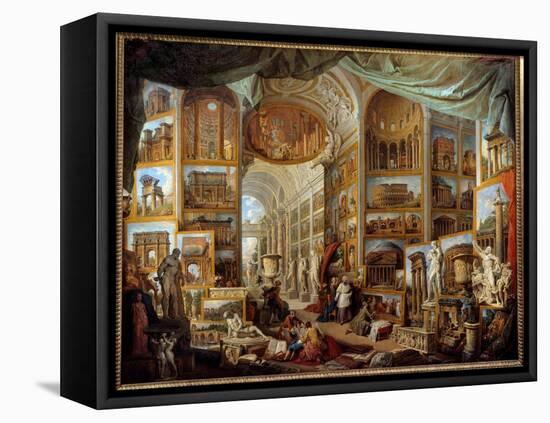 Gallery of a Collector. Gallery of Views of Ancient Rome. Painting by Giovanni Paolo Pannini (Panin-Giovanni Paolo Pannini or Panini-Framed Premier Image Canvas