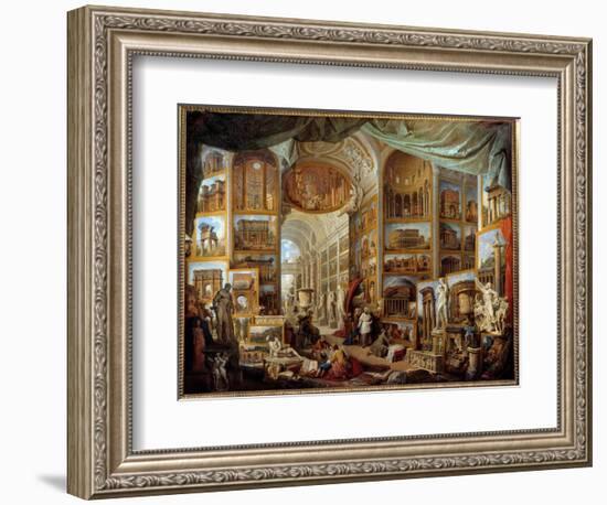 Gallery of a Collector. Gallery of Views of Ancient Rome. Painting by Giovanni Paolo Pannini (Panin-Giovanni Paolo Pannini or Panini-Framed Giclee Print