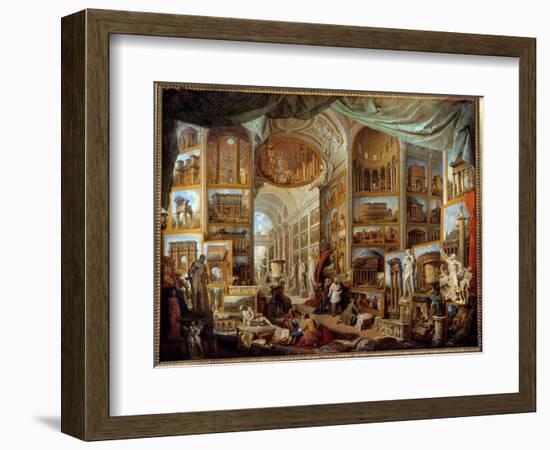 Gallery of a Collector. Gallery of Views of Ancient Rome. Painting by Giovanni Paolo Pannini (Panin-Giovanni Paolo Pannini or Panini-Framed Giclee Print