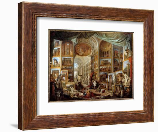 Gallery of a Collector. Gallery of Views of Ancient Rome. Painting by Giovanni Paolo Pannini (Panin-Giovanni Paolo Pannini or Panini-Framed Giclee Print