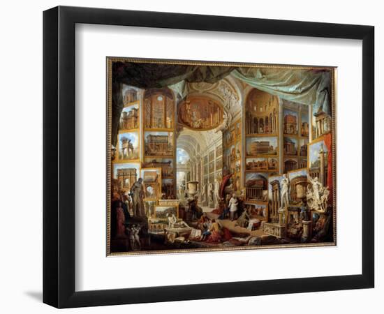 Gallery of a Collector. Gallery of Views of Ancient Rome. Painting by Giovanni Paolo Pannini (Panin-Giovanni Paolo Pannini or Panini-Framed Giclee Print