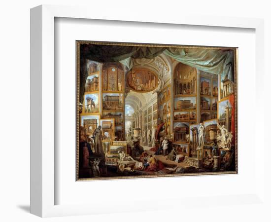 Gallery of a Collector. Gallery of Views of Ancient Rome. Painting by Giovanni Paolo Pannini (Panin-Giovanni Paolo Pannini or Panini-Framed Giclee Print