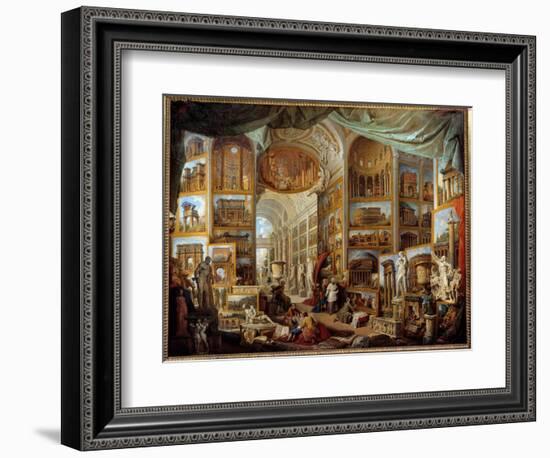 Gallery of a Collector. Gallery of Views of Ancient Rome. Painting by Giovanni Paolo Pannini (Panin-Giovanni Paolo Pannini or Panini-Framed Giclee Print