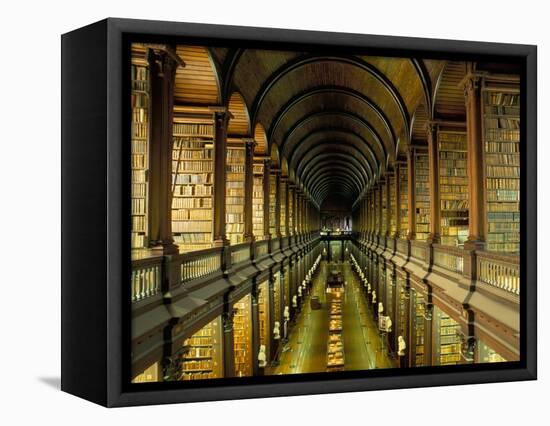 Gallery of the Old Library, Trinity College, Dublin, County Dublin, Eire (Ireland)-Bruno Barbier-Framed Premier Image Canvas