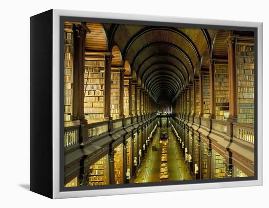 Gallery of the Old Library, Trinity College, Dublin, County Dublin, Eire (Ireland)-Bruno Barbier-Framed Premier Image Canvas