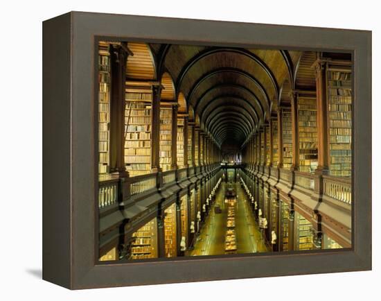 Gallery of the Old Library, Trinity College, Dublin, County Dublin, Eire (Ireland)-Bruno Barbier-Framed Premier Image Canvas