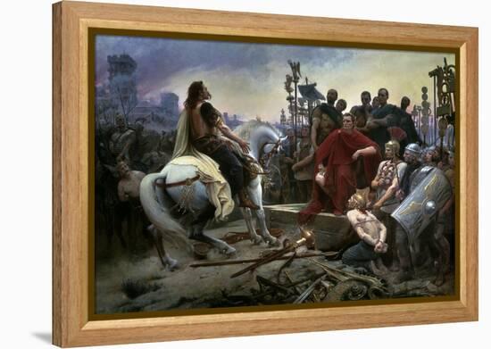 Gallic Chief Vercingetorix Throws His Sword at Feet of Julius Caesar, 46 BC-Lionel Noel Royer-Framed Stretched Canvas