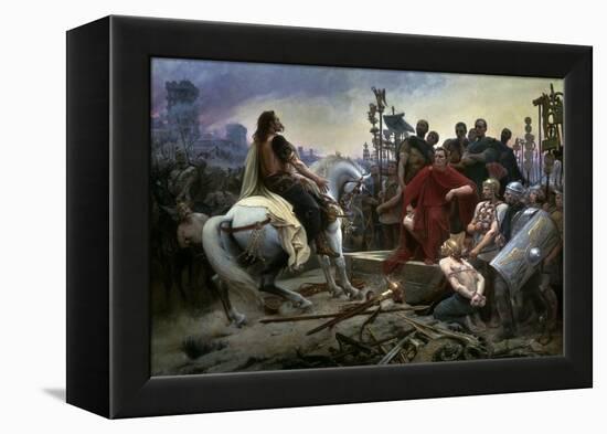 Gallic Chief Vercingetorix Throws His Sword at Feet of Julius Caesar, 46 BC-Lionel Noel Royer-Framed Stretched Canvas