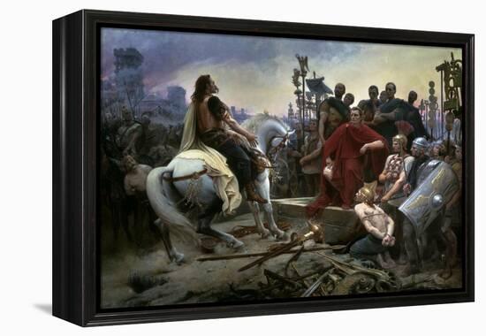 Gallic Chief Vercingetorix Throws His Sword at Feet of Julius Caesar, 46 BC-Lionel Noel Royer-Framed Stretched Canvas