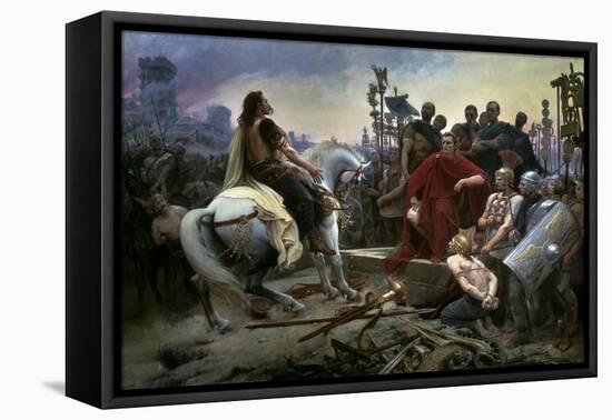 Gallic Chief Vercingetorix Throws His Sword at Feet of Julius Caesar, 46 BC-Lionel Noel Royer-Framed Stretched Canvas