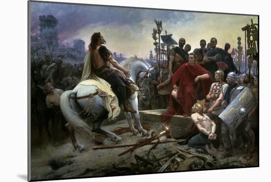 Gallic Chief Vercingetorix Throws His Sword at Feet of Julius Caesar, 46 BC-Lionel Noel Royer-Mounted Art Print