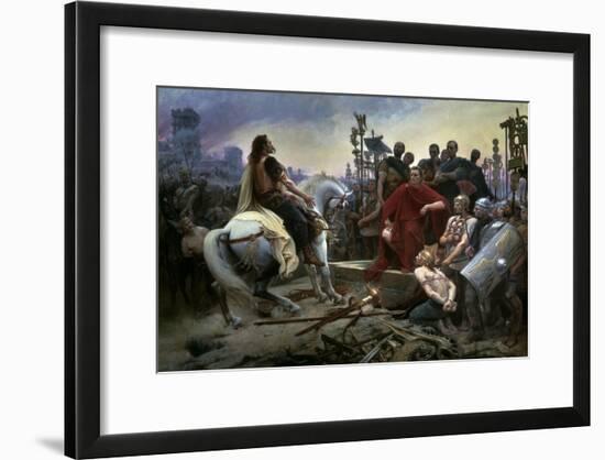 Gallic Chief Vercingetorix Throws His Sword at Feet of Julius Caesar, 46 BC-Lionel Noel Royer-Framed Art Print