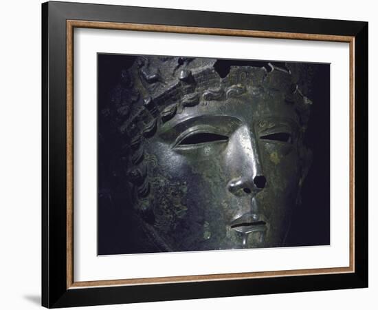 Gallic Helmet Found at D'Amfreville, Eure, Site of Alesia Battlefield Where Caesar Defeated Gauls-Gjon Mili-Framed Photographic Print