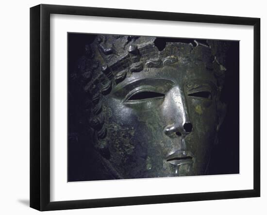 Gallic Helmet Found at D'Amfreville, Eure, Site of Alesia Battlefield Where Caesar Defeated Gauls-Gjon Mili-Framed Photographic Print