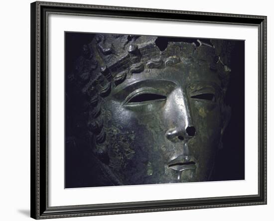 Gallic Helmet Found at D'Amfreville, Eure, Site of Alesia Battlefield Where Caesar Defeated Gauls-Gjon Mili-Framed Photographic Print