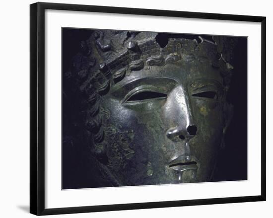 Gallic Helmet Found at D'Amfreville, Eure, Site of Alesia Battlefield Where Caesar Defeated Gauls-Gjon Mili-Framed Photographic Print