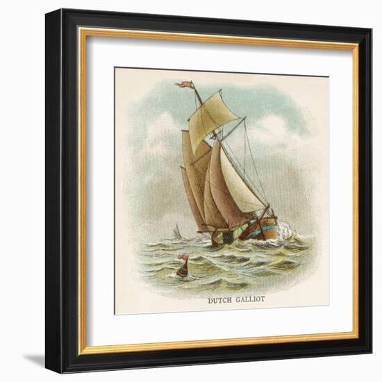 Galliot Used by Dutch Fishermen, Carrying a Full Spread of Sail-null-Framed Art Print