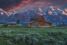 Grand Teton Mormon Barn at Sunrise-Galloimages Online-Photographic Print