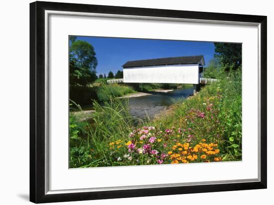 Gallon House Covered Bridge over Abiqua Creek, Oregon, USA-Jaynes Gallery-Framed Photographic Print