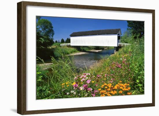 Gallon House Covered Bridge over Abiqua Creek, Oregon, USA-Jaynes Gallery-Framed Photographic Print