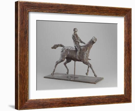 Galloping Horse Turning His Head Right. Horse Jockey-Edgar Degas-Framed Giclee Print