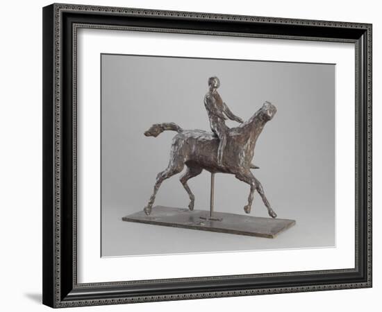 Galloping Horse Turning His Head Right. Horse Jockey-Edgar Degas-Framed Giclee Print