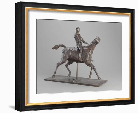 Galloping Horse Turning His Head Right. Horse Jockey-Edgar Degas-Framed Giclee Print