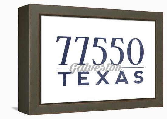 Galveston, Texas - 77550 Zip Code (Blue)-Lantern Press-Framed Stretched Canvas